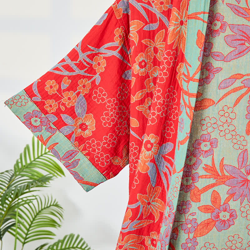 Bohemian Floral Muslin Gauze Kimono Robe - image 4
