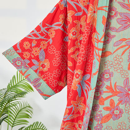Bohemian Floral Muslin Gauze Kimono Robe - image 4