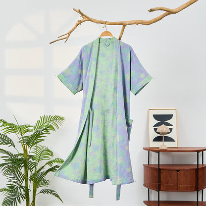 Refresh Floral Double-Gauze Kimono Bathrobe - Purple - 2XL - image 0
