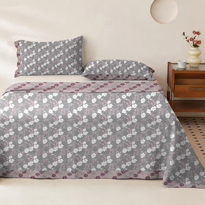 Elegant Floral Cotton Double Gauze Bedspread - Bedspread with 2PCS Pillowcases - King - Grey&Pink - image 4