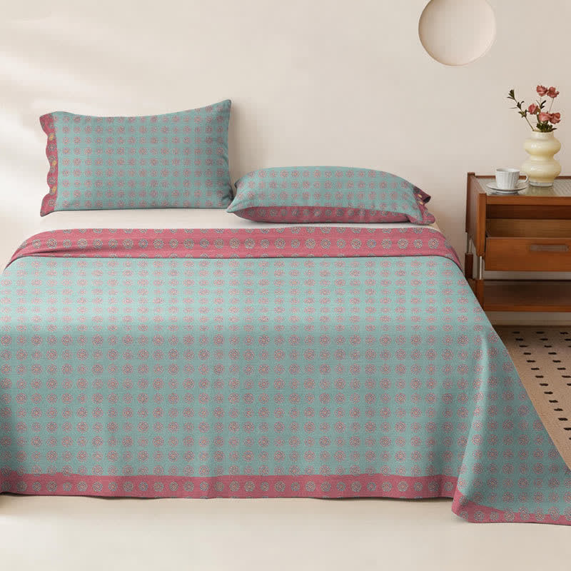 Vintage Pattern Cotton Double Gauze Bedspread - Bedspread with 2PCS Pillowcases - King - image 0