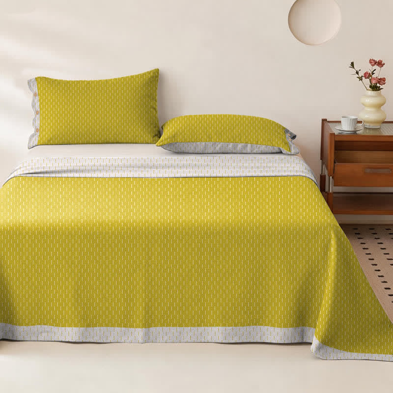 Mini Dot Cotton Double Gauze Bedspread - Bedspread with 2PCS Pillowcases - King - Yellow - image 9