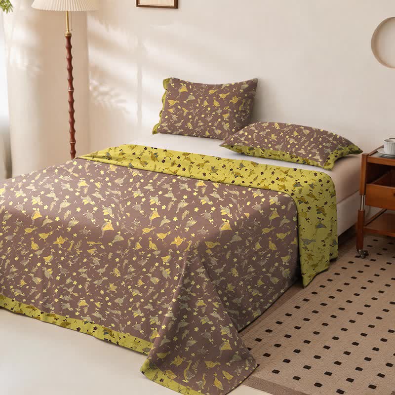 Duck & Floral Cotton Double Gauze Bedspread - image 1
