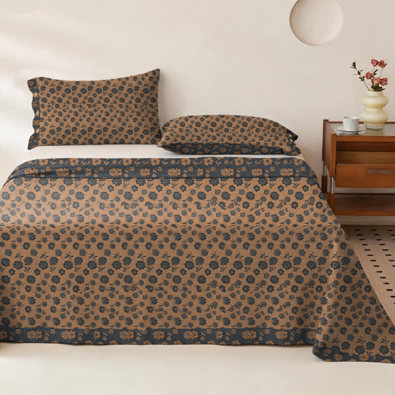 Dark Botanical Cotton Double Gauze Bedspread - Bedspread with 2PCS Pillowcases - King - image 0