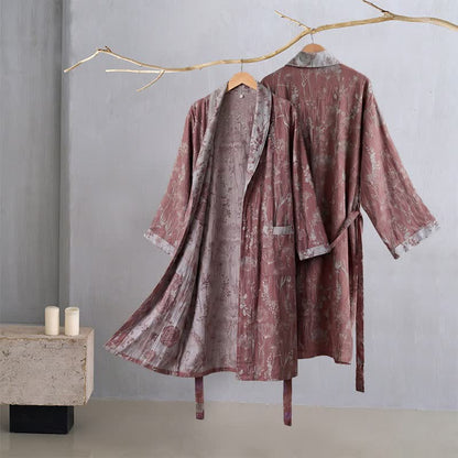 Vintage Botanical Cotton Double Gauze Robe - image 1