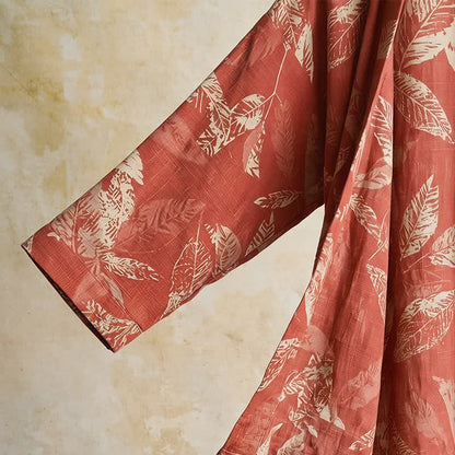 Coral Leaf Cotton Gauze Kimono Bathrobe - image 5