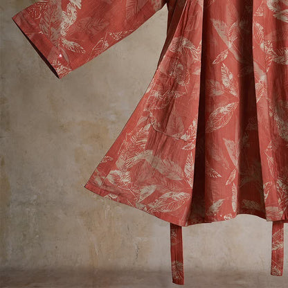 Coral Leaf Cotton Gauze Kimono Bathrobe - image 6