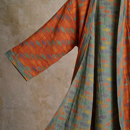 Fish Cotton Gauze Kimono Bathrobe - image 5
