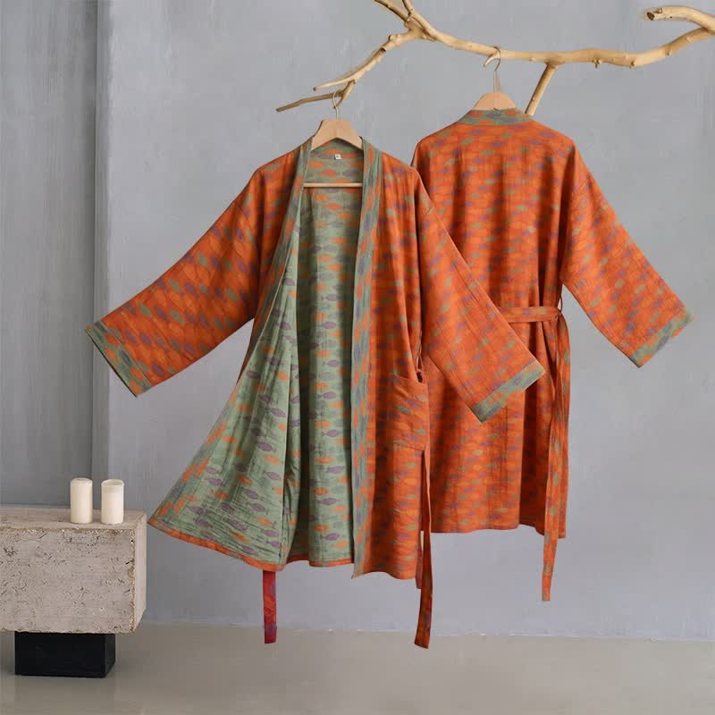 Fish Cotton Gauze Kimono Bathrobe - image 1