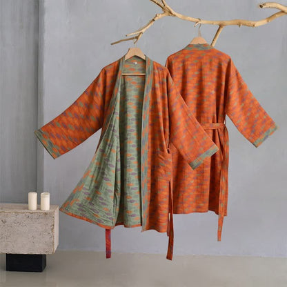 Fish Cotton Gauze Kimono Bathrobe - image 1