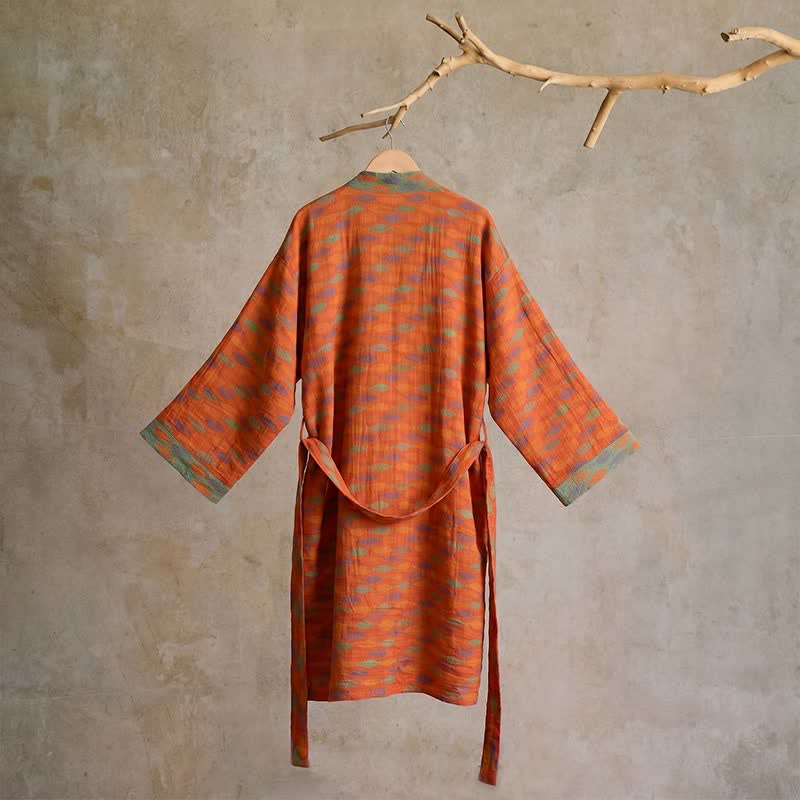 Fish Cotton Gauze Kimono Bathrobe - image 2