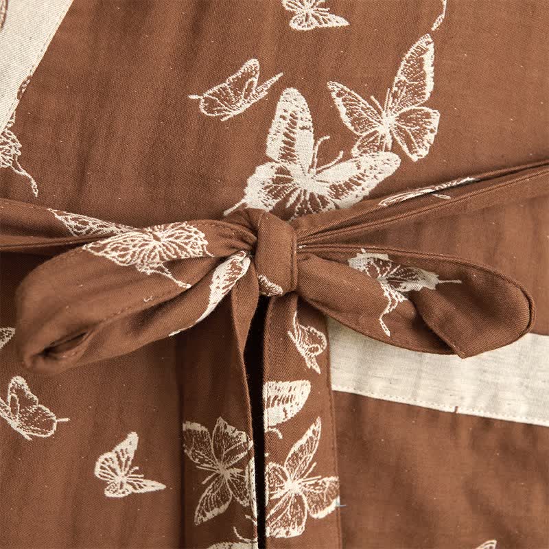 Elegant Butterfly Cotton Kimono Bathrobe - image 5