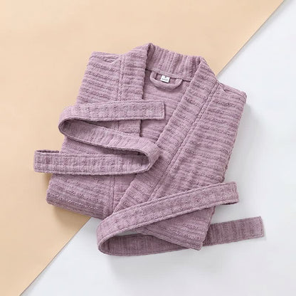 Cotton Waffle Weave Kimono Bathrobe - image 3