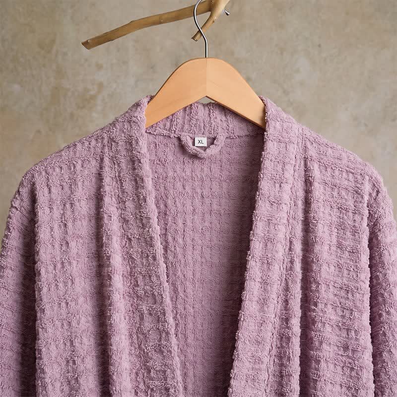 Cotton Waffle Weave Kimono Bathrobe - image 4