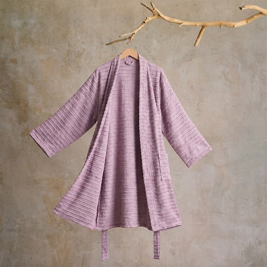 Cotton Waffle Weave Kimono Bathrobe - Purple - XL - image 0