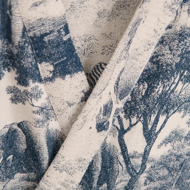 Toile Print Cotton Kimono Robe - image 3