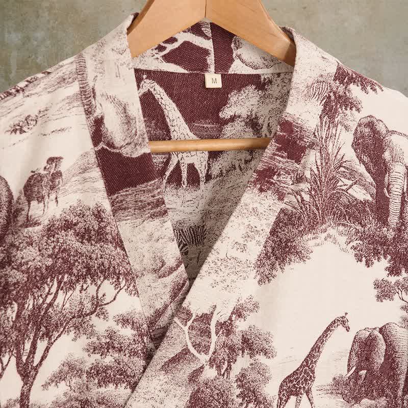 Toile Print Cotton Kimono Robe - image 12