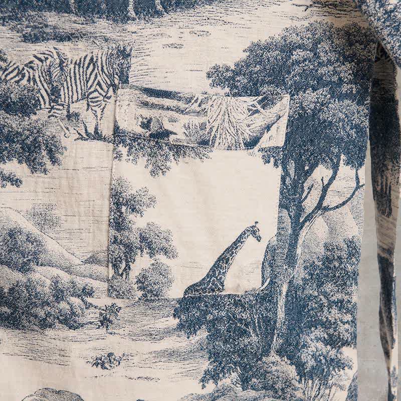 Toile Print Cotton Kimono Robe - image 6