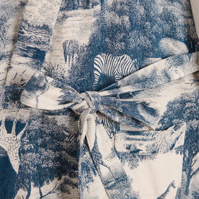 Toile Print Cotton Kimono Robe - image 5