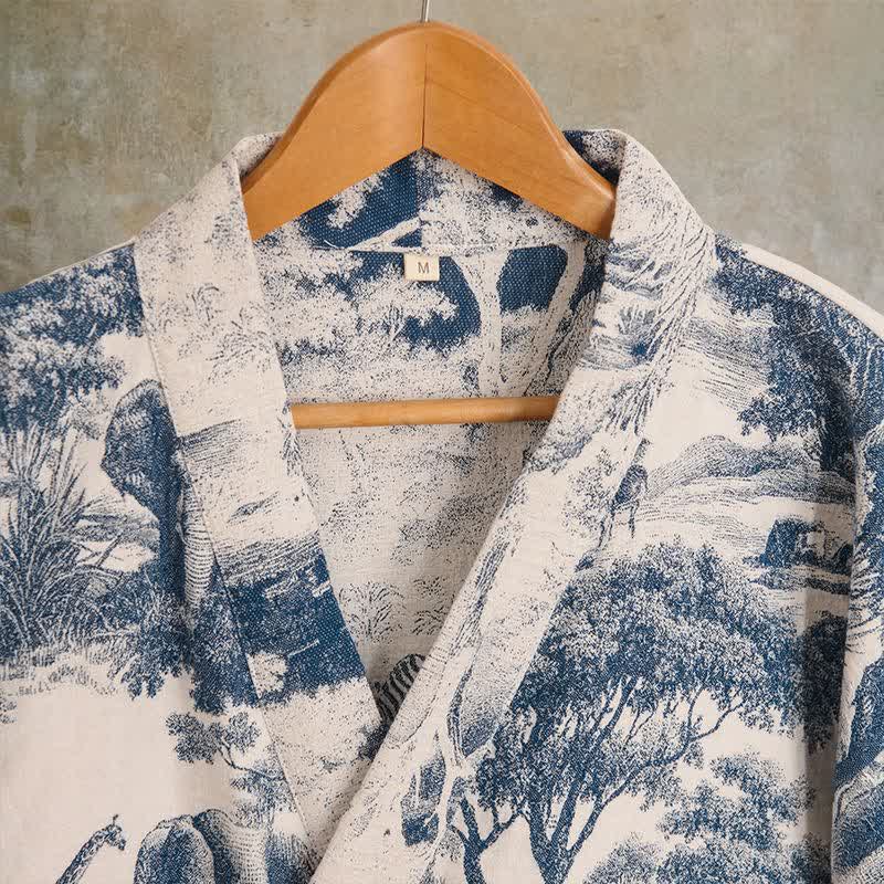 Toile Print Cotton Kimono Robe - image 2