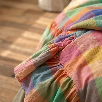 Colorful Plaid Ruffled Cotton Bedding Set (4PCS) - image 5