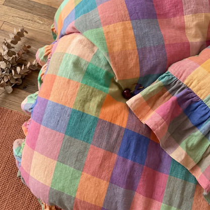 Colorful Plaid Ruffled Cotton Bedding Set (4PCS) - image 6