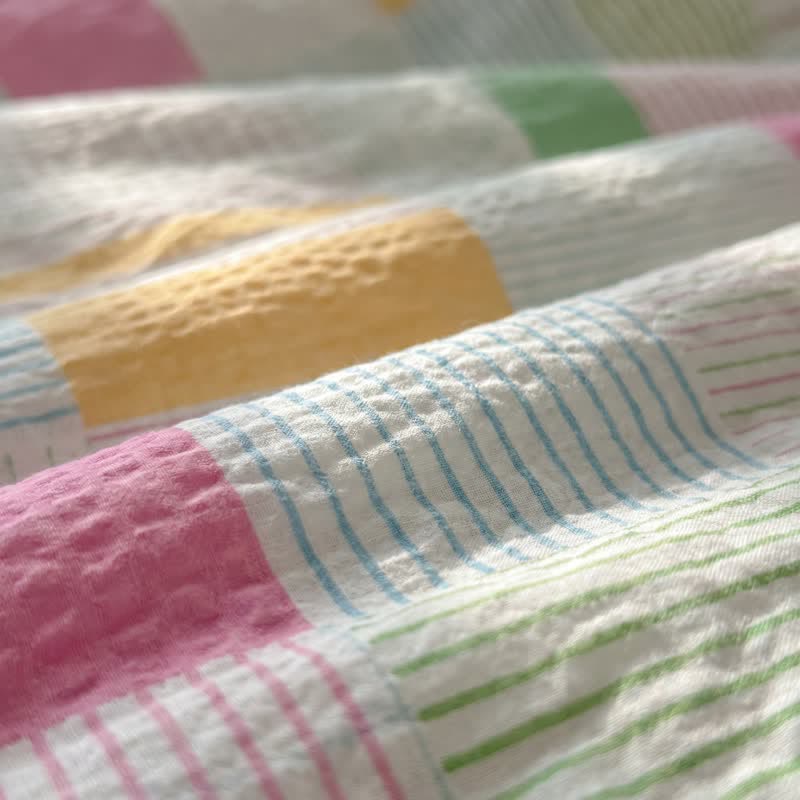 Multicolor Pastel Patchwork Cotton Bedding Set (4PCS) - image 5
