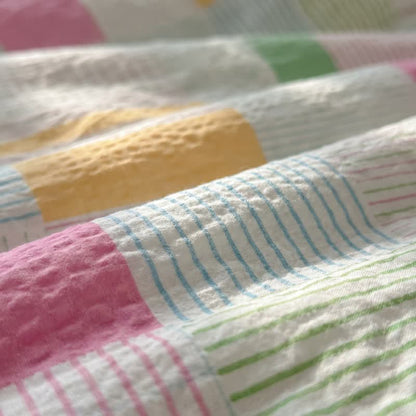 Multicolor Pastel Patchwork Cotton Bedding Set (4PCS) - image 5