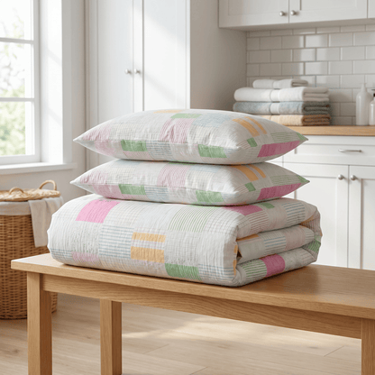 Multicolor Pastel Patchwork Cotton Bedding Set (4PCS) - image 3