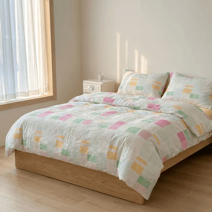 Multicolor Pastel Patchwork Cotton Bedding Set (4PCS) - image 1