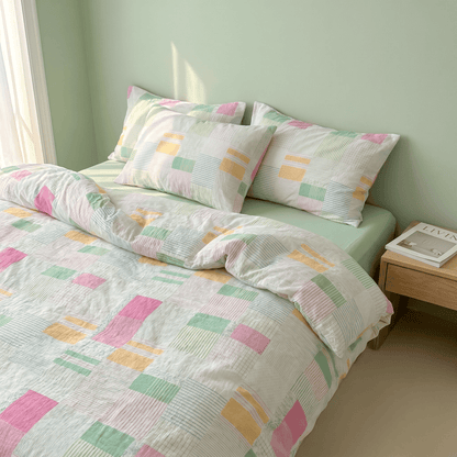 Multicolor Pastel Patchwork Cotton Bedding Set (4PCS) - image 2