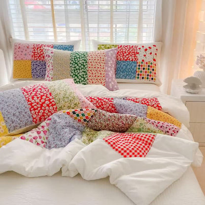 Colorful Patchwork Cotton Floral Bedding Set - image 1