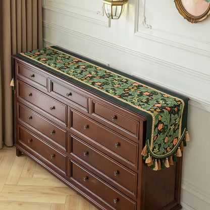 Tropical Botanical Table Runner with Tassel Trim - image 1