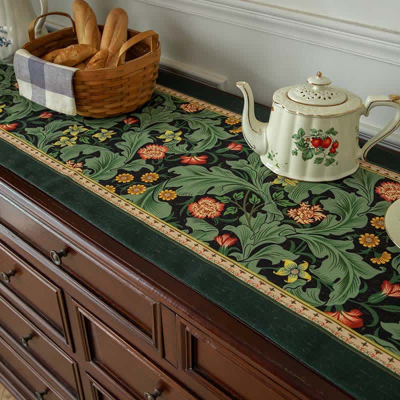 Tropical Botanical Table Runner with Tassel Trim - image 2