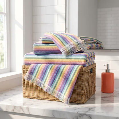 Rainbow Striped Breathable Cotton Towel - image 1