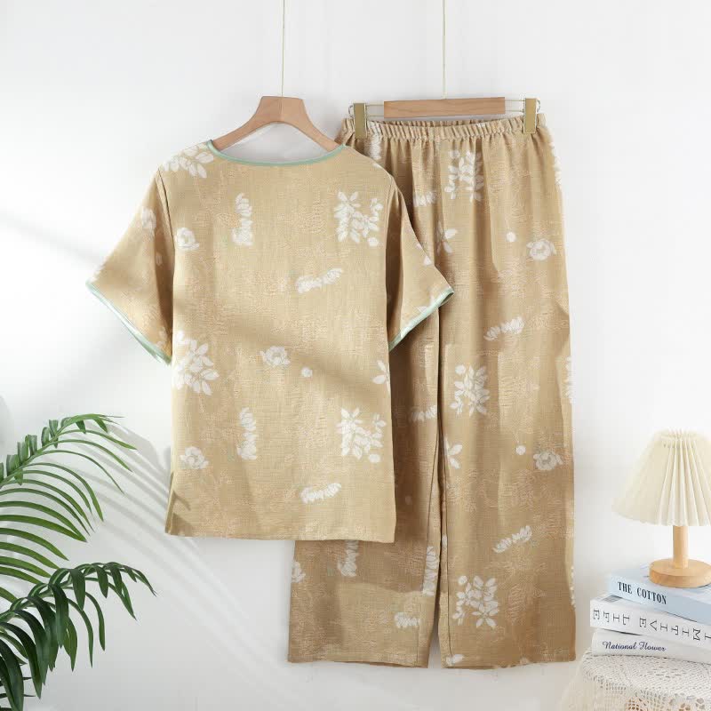 Floral Cotton Chinese Knot Loungewear Set - image 2
