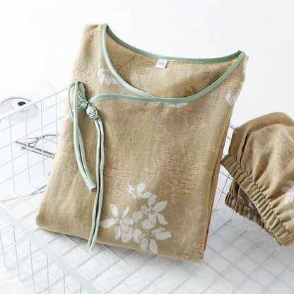 Floral Cotton Chinese Knot Loungewear Set - image 3