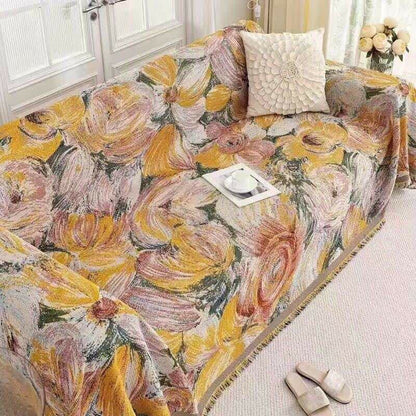 Abstract Floral Tassel Trim Sofa Protector - image 4