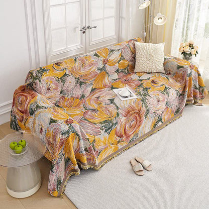 Abstract Floral Tassel Trim Sofa Protector - image 2