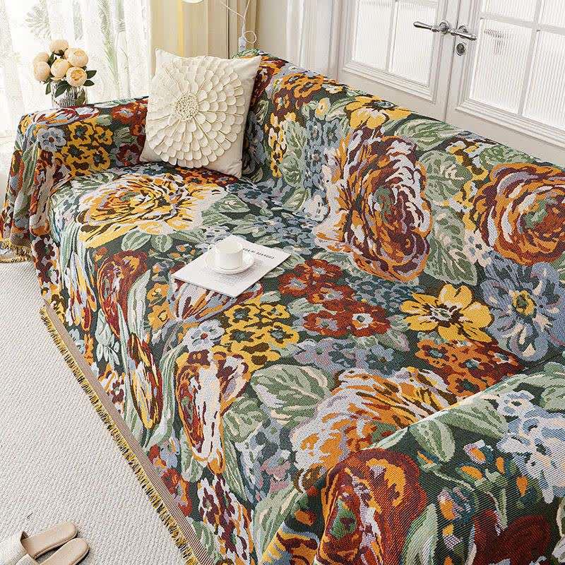 Vintage Floral Tassel Sofa Protector - image 0