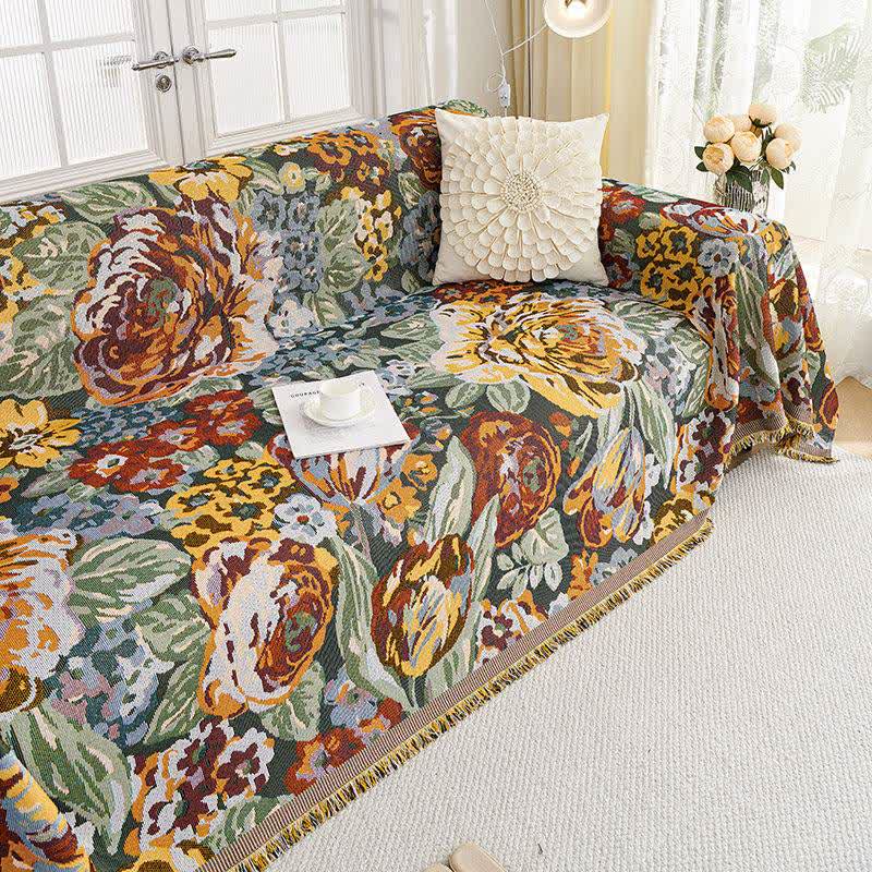 Vintage Floral Tassel Sofa Protector - image 2