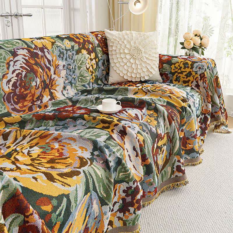 Vintage Floral Tassel Sofa Protector - image 4