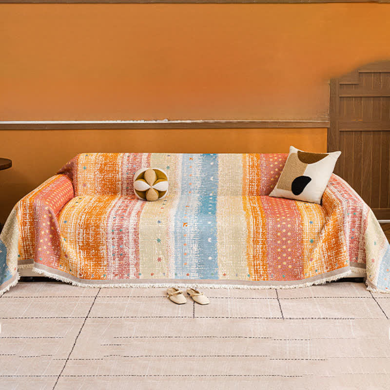 Sunset Stripe Tassel Sofa Protector - image 2