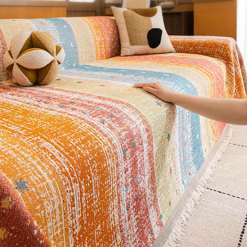 Sunset Stripe Tassel Sofa Protector - image 6