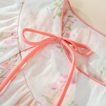 Floral Bamboo Cotton Tie Neck Pajamas - image 7