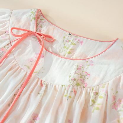 Floral Bamboo Cotton Tie Neck Pajamas - image 6