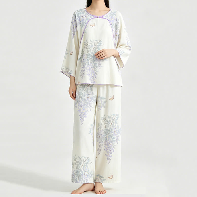 Floral Butterfly Bamboo Fiber Women's Pajamas - image 2