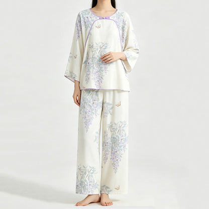 Floral Butterfly Bamboo Fiber Women's Pajamas - image 2