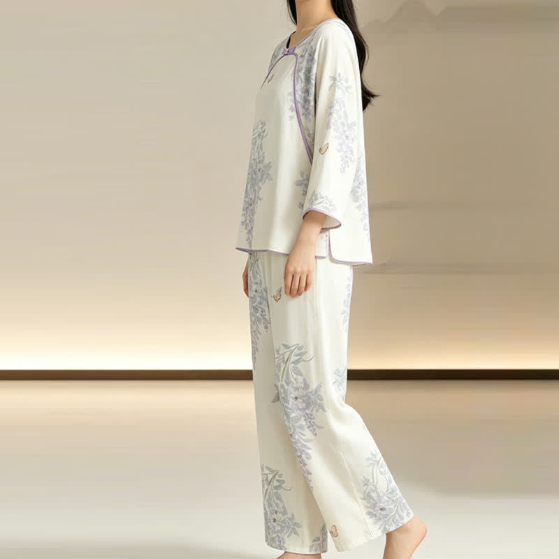Floral Butterfly Bamboo Fiber Women's Pajamas - image 6