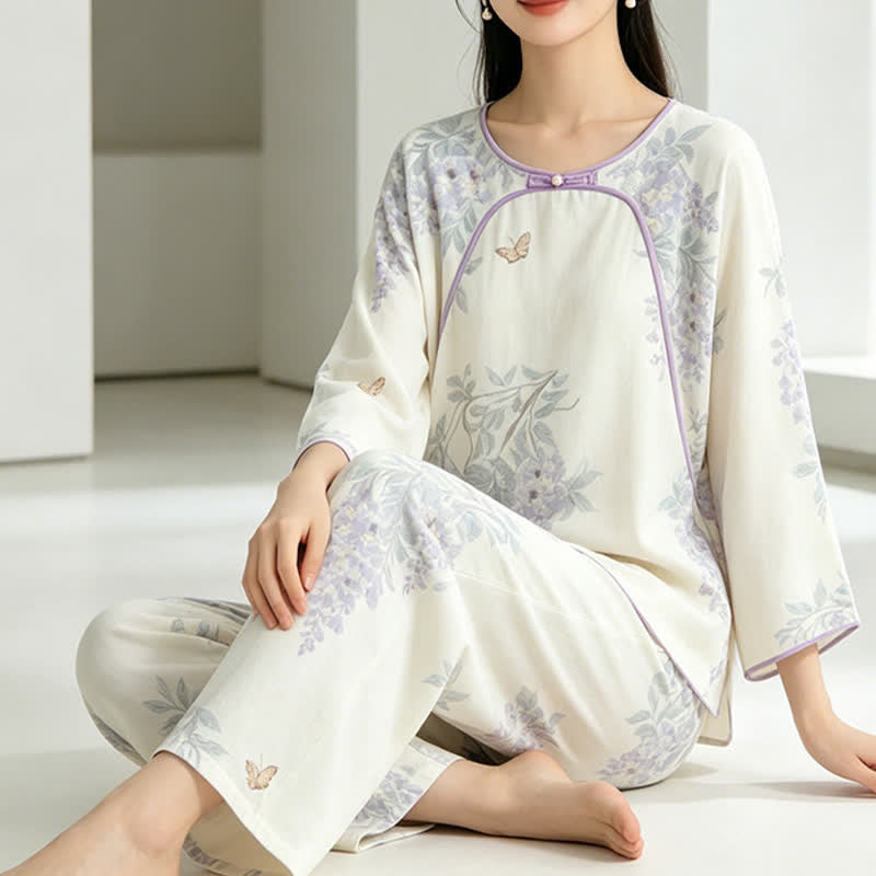 Floral Butterfly Bamboo Fiber Women's Pajamas - image 5